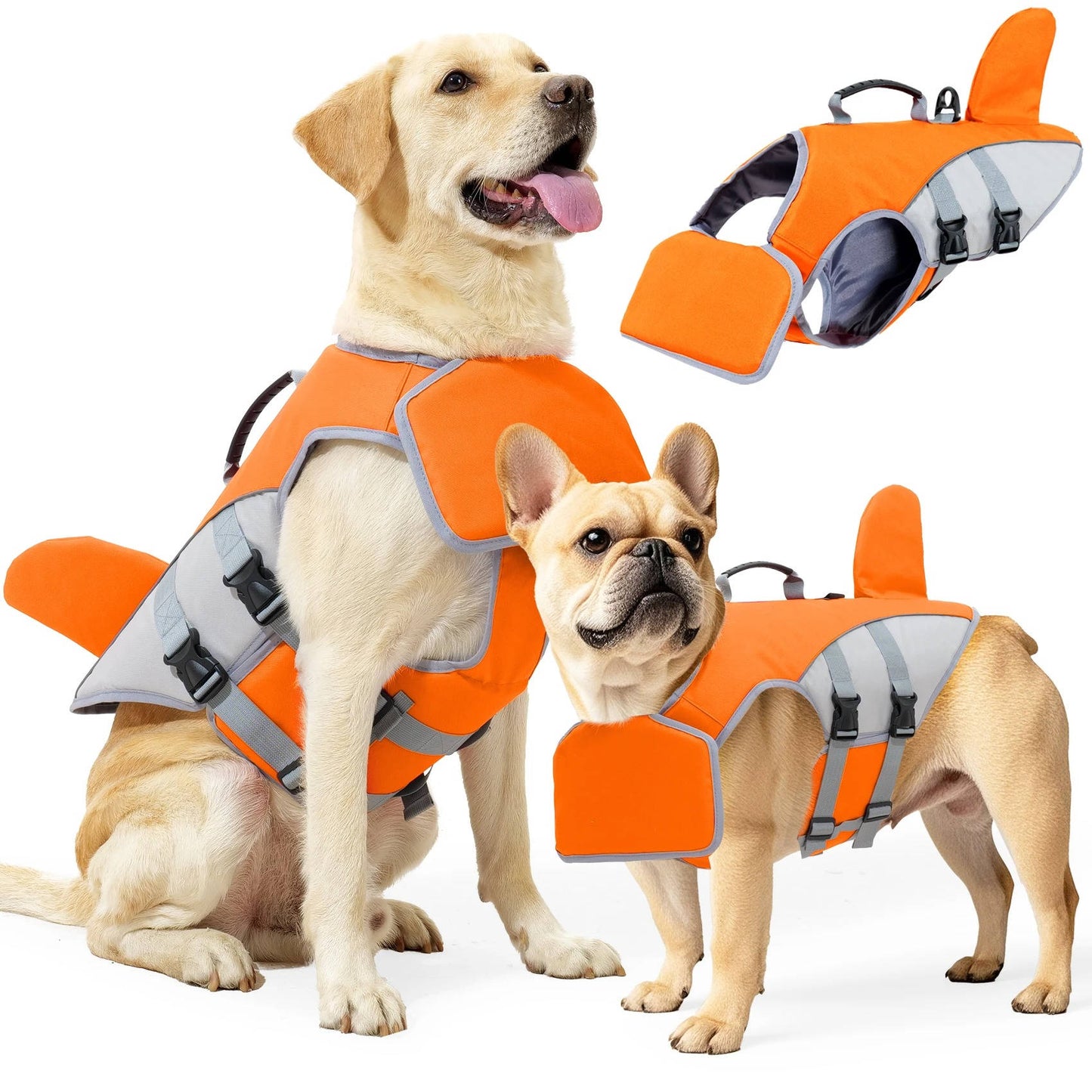 Dog life jacket with safety support for water activities, featuring a durable pet-safe float vest in vibrant colors, designed for maximum buoyancy and comfort for your 2