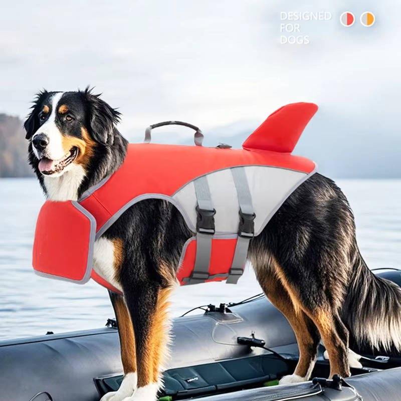 Dog life jacket with safety support for water activities, featuring a durable pet-safe float vest in vibrant colors, designed for maximum buoyancy and comfort for your 3