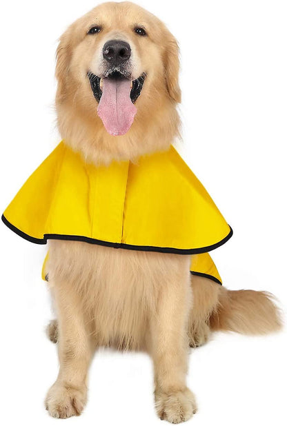 Dog raincoat with hood, 100% waterproof design, adjustable fit for all sizes, and lightweight outdoor rain gear for dogs. 4