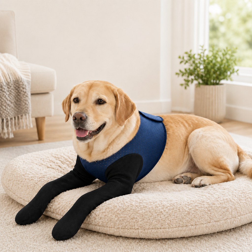 Dog recovery sleeves for front legs featuring an anti-lick design, made from breathable black fabric for optimal comfort and healing. 0
