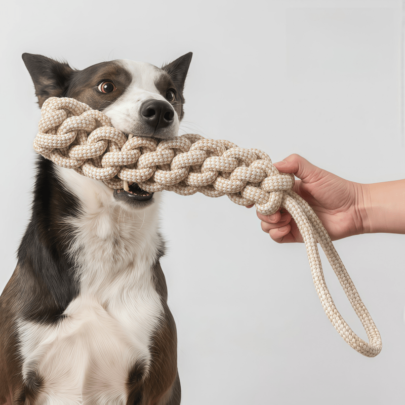 Dog Toy Rope Knot Set featuring three durable chew toys designed for aggressive chewers, perfect for interactive play and suitable for dogs of all sizes. 3