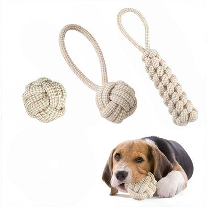 Dog Toy Rope Knot Set featuring three durable chew toys designed for aggressive chewers, perfect for interactive play and suitable for dogs of all sizes. 5