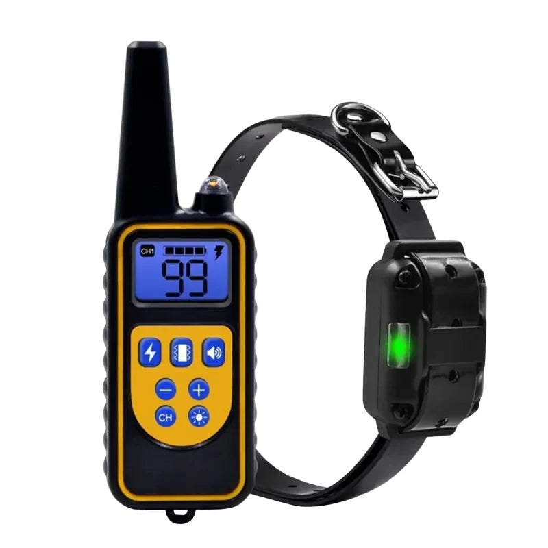 Dog training collar featuring a long-range remote control and waterproof design, ideal for training multiple dogs effectively. 0