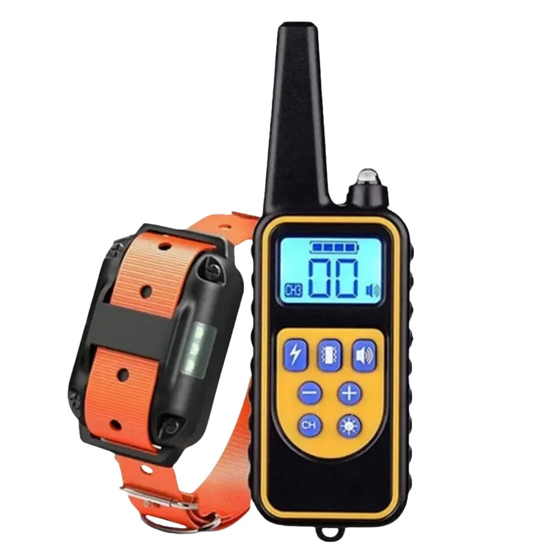 Dog training collar featuring a long-range remote control and waterproof design, ideal for training multiple dogs effectively. 3