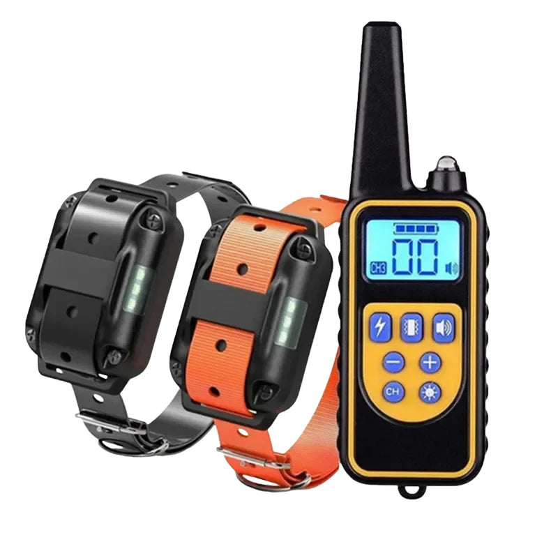 Dog training collar featuring a long-range remote control and waterproof design, ideal for training multiple dogs effectively. 5