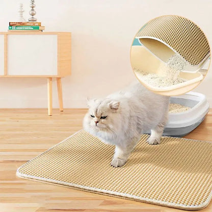 Double-Layer Cat Litter Mat – Waterproof Kitty Litter Box Mat for Effective Litter Capture and Easy Cleaning 0