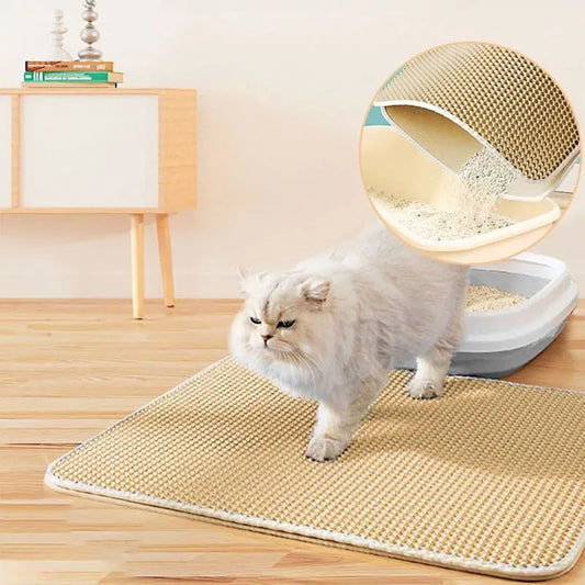 Double-Layer Cat Litter Mat – Waterproof Kitty Litter Box Mat for Effective Litter Capture and Easy Cleaning 0