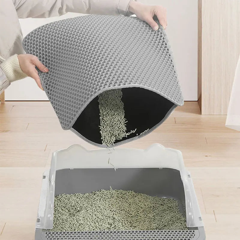 Double-Layer Cat Litter Mat – Waterproof Kitty Litter Box Mat for Effective Litter Capture and Easy Cleaning 1
