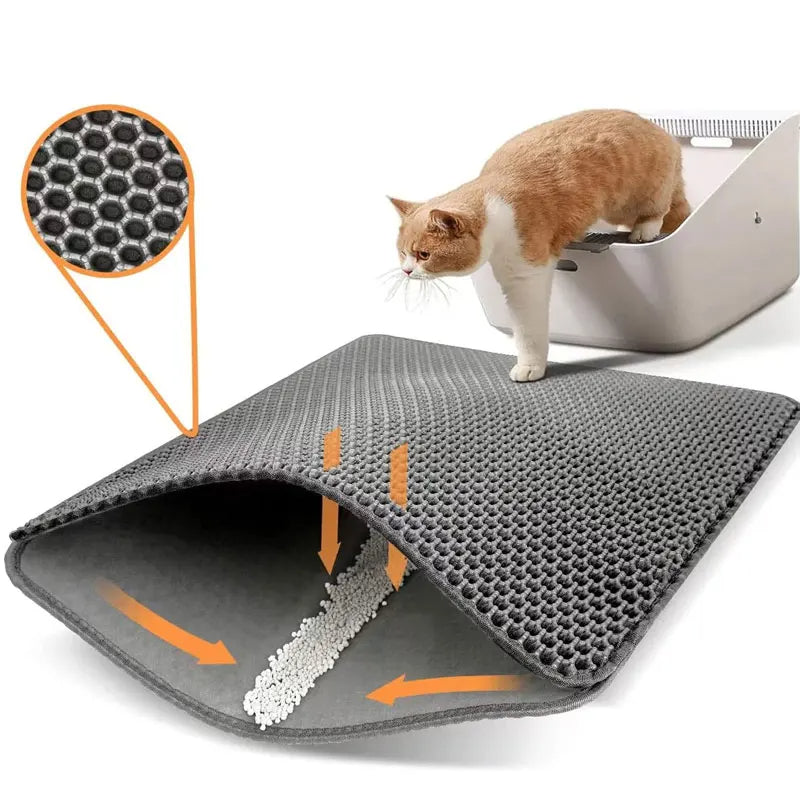 Double-Layer Cat Litter Mat – Waterproof Kitty Litter Box Mat for Effective Litter Capture and Easy Cleaning 7