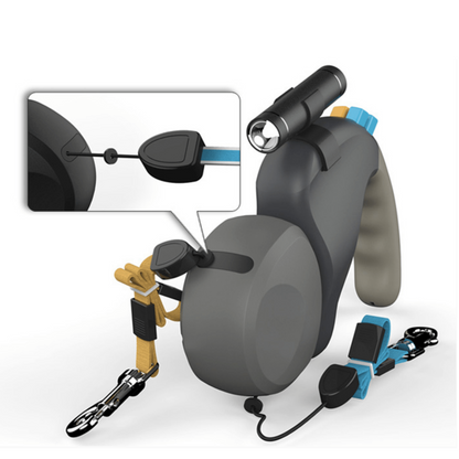 Double Dog Leash with 360-Degree Rotation – Tangle-Free Design for Two Dogs, Lightweight and Durable, Black or Gray, 3 Meters Long 2