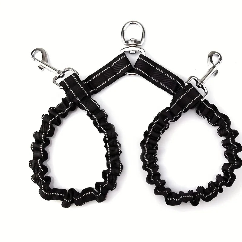 Double Dog Leash with Tangle-Free Swivel and Reflective Stitching – Durable Nylon for Small and Large Dogs 0
