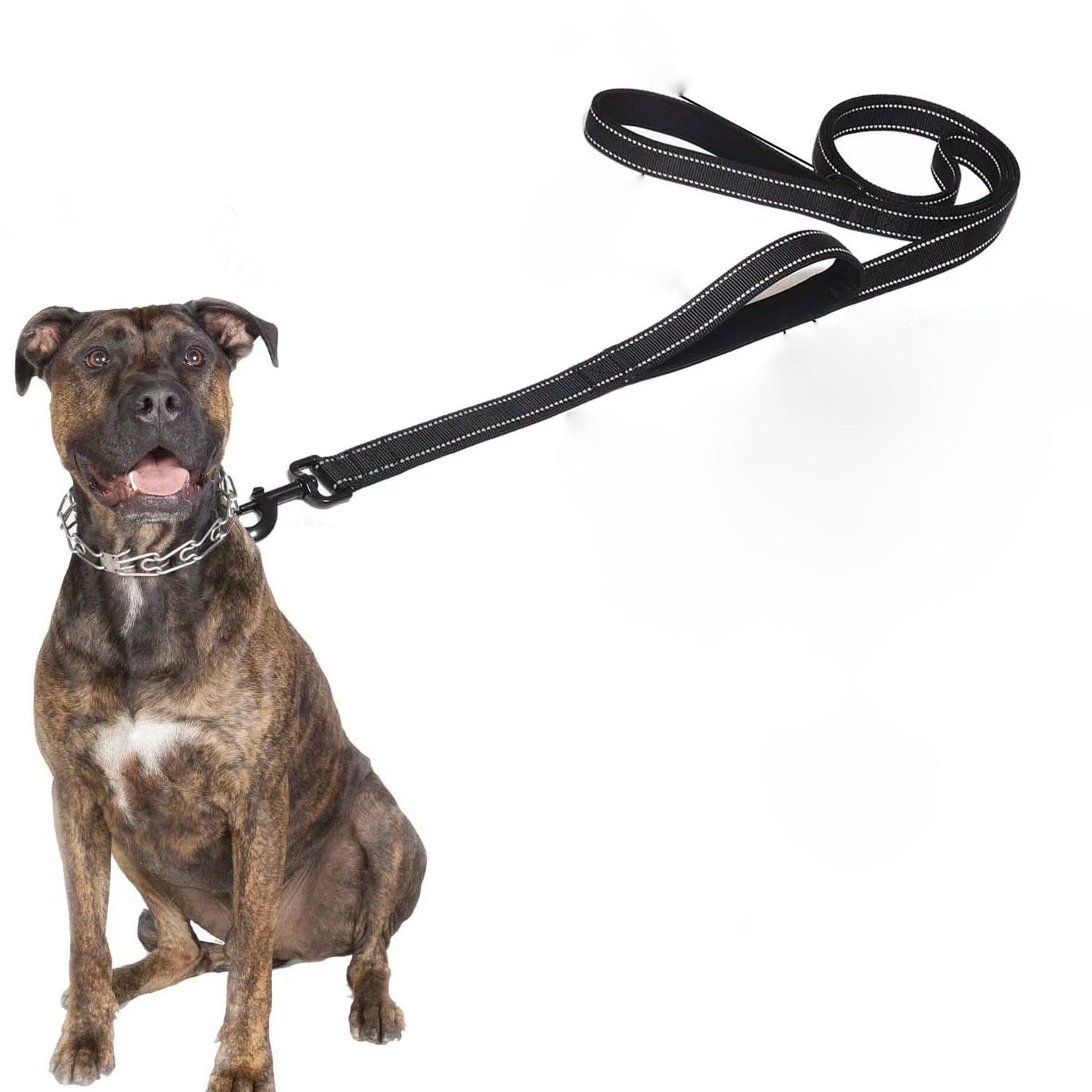 Double Handle Reflective Dog Leash for Large Breeds – Durable Padded Grip, Heavy Duty Polyester, Night Safety 0