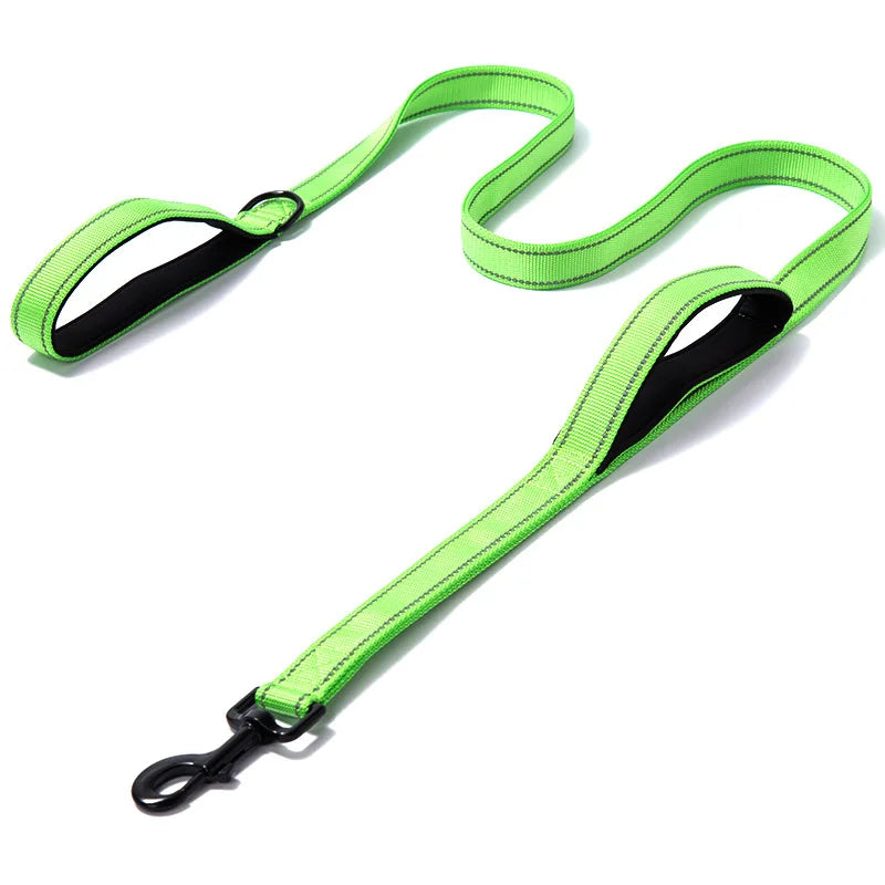 Double Handle Reflective Dog Leash for Large Breeds – Durable Padded Grip, Heavy Duty Polyester, Night Safety 10