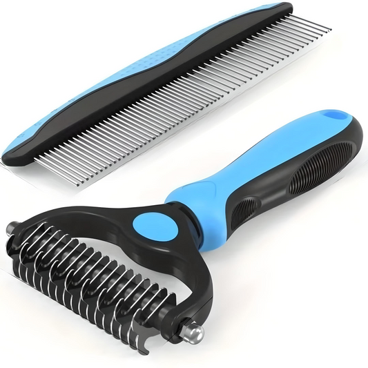 Dual-Sided Dog Brush for Deshedding and Tangle Removal – Ergonomic Non-Slip Handle, Ideal for All Breeds 0