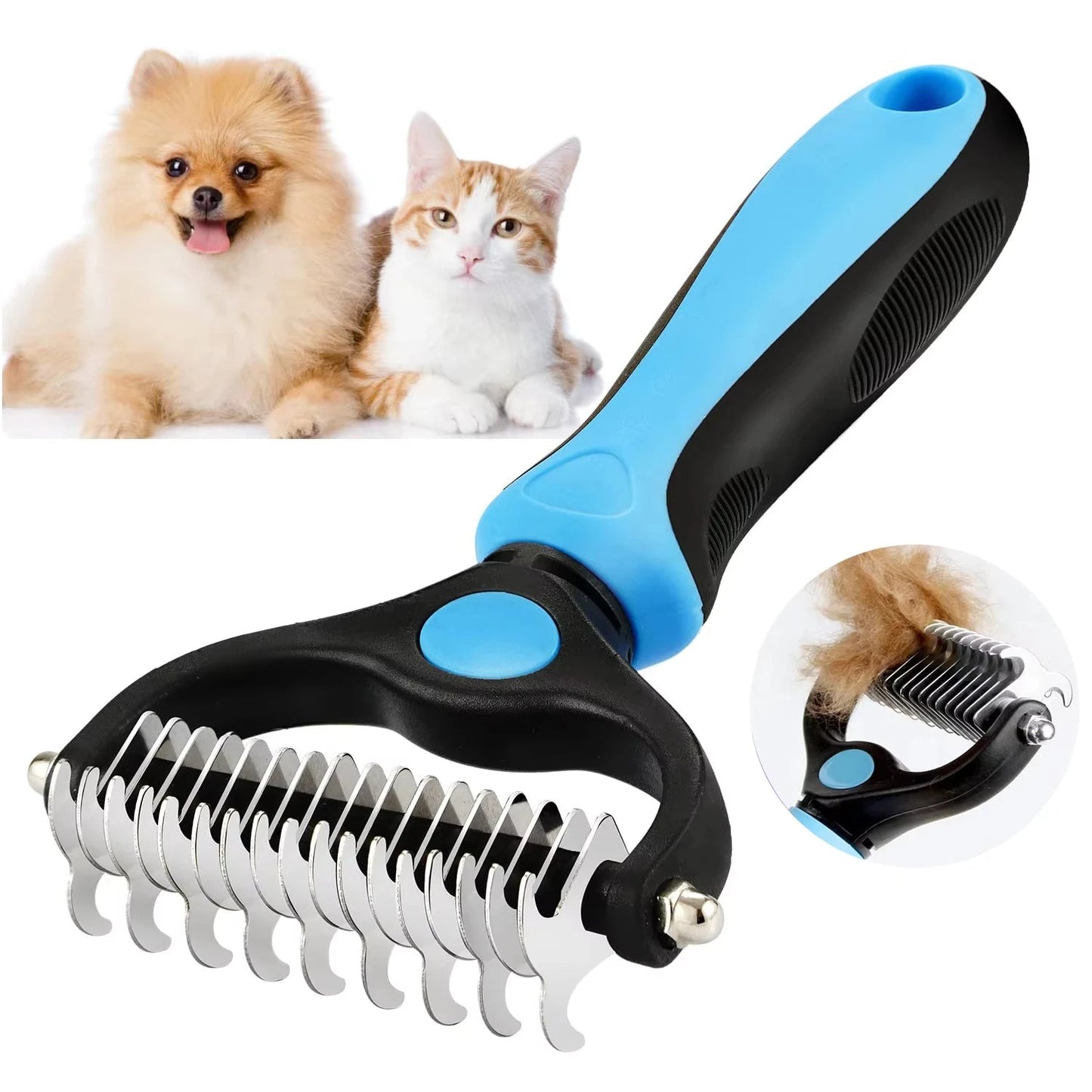 Dual-Sided Dog Brush for Deshedding and Tangle Removal – Ergonomic Non-Slip Handle, Ideal for All Breeds 3