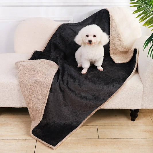 Dual-Sided Waterproof Dog Blanket with Sherpa Fleece – Lightweight, Portable Pet Sleeping Blanket for Home and Travel 0