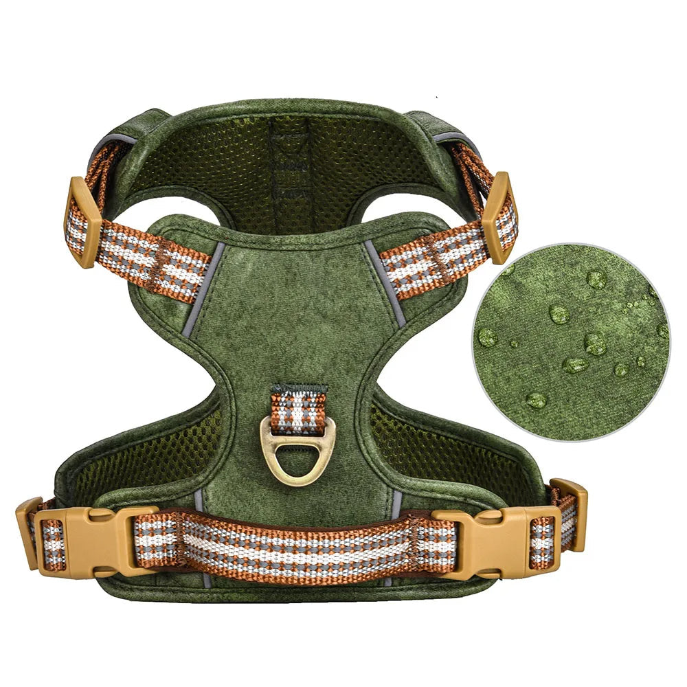 Durable Adjustable Waterproof Dog Harness with Reflective Strips – Comfortable Fit for All Breeds, PU Leather and Nylon 4