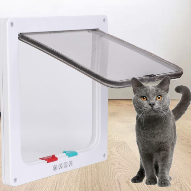 Durable Cat Door for Interior Door with 4 Locking Modes – Easy Installation Cat Flap for Cats 1