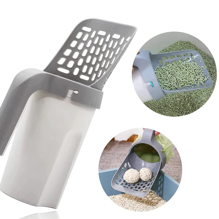 Durable Cat Litter Scoop with Integrated Waste Bag Holder – Lightweight, Easy Cleaning for Standard Litter Boxes 1