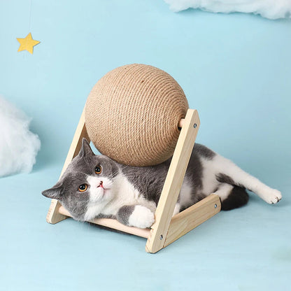 Durable Cat Scratching Post with Toy Ball - Wear-Resistant Wood and Sisal Scratcher for Furniture Protection 7