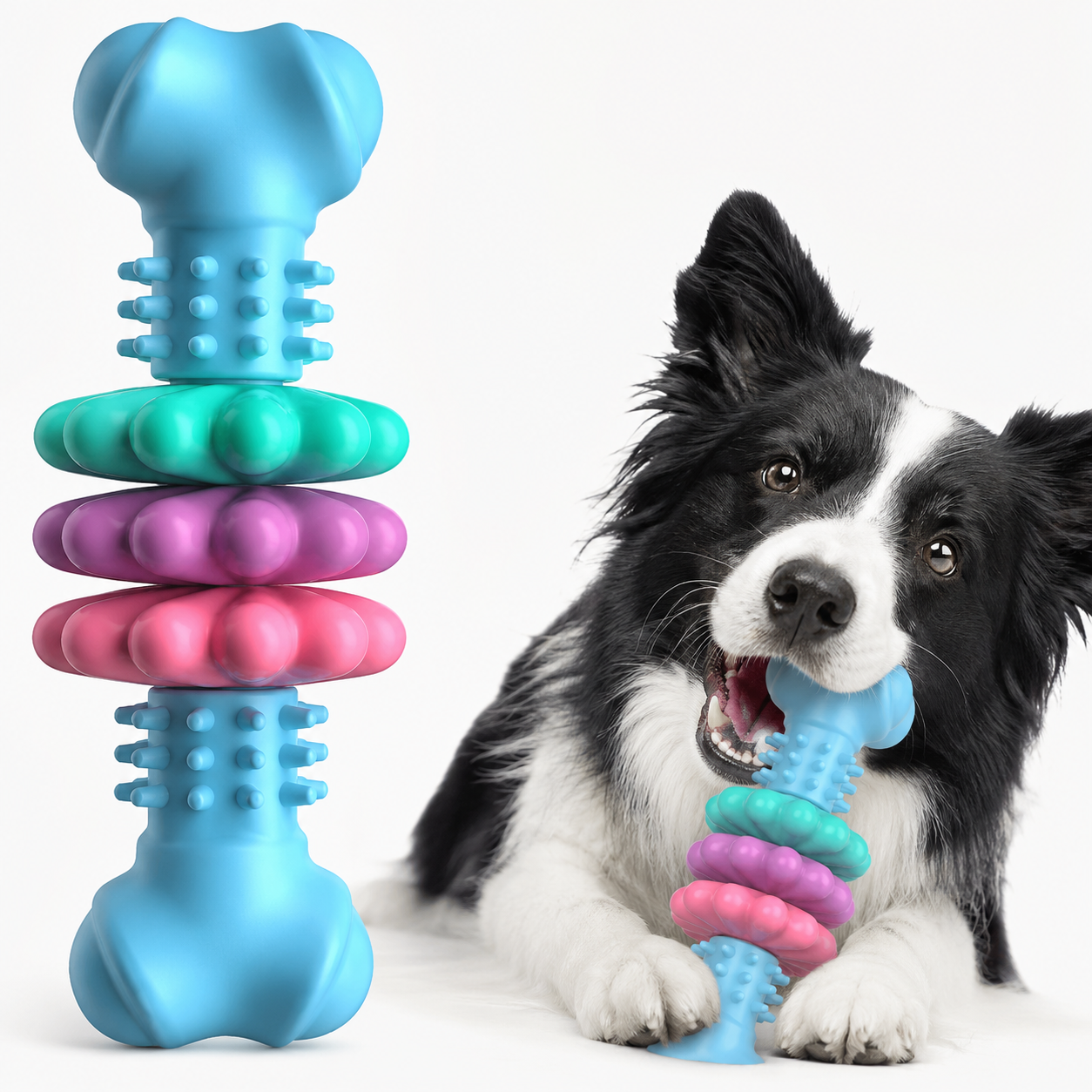 Durable dog chew toy designed for teething and dental training, featuring an interactive petal design, perfect for small and medium dogs. 1