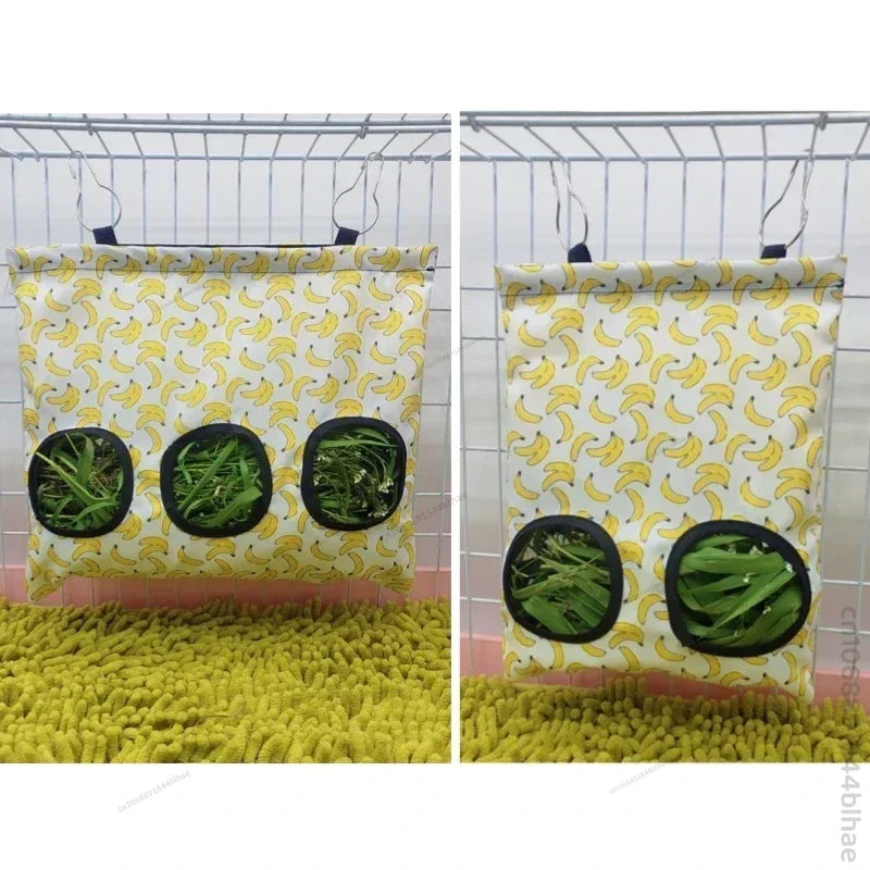 Durable Hay Bag for Small Animals – Oxford Fabric Food Holder with Metal Hook for Hamsters, Rabbits, and Guinea Pigs 0