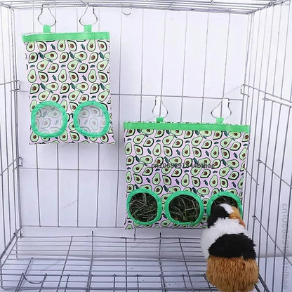 Durable Hay Bag for Small Animals – Oxford Fabric Food Holder with Metal Hook for Hamsters, Rabbits, and Guinea Pigs 12