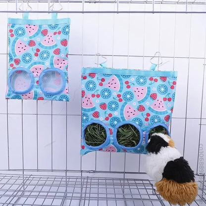 Durable Hay Bag for Small Animals – Oxford Fabric Food Holder with Metal Hook for Hamsters, Rabbits, and Guinea Pigs 17