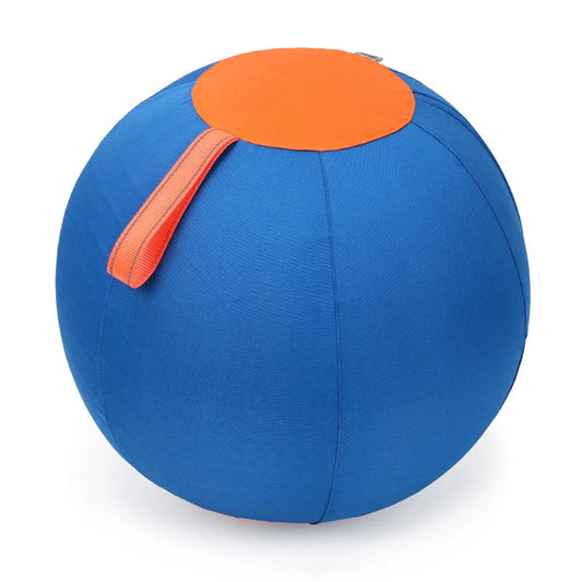Durable Inflatable Dog Toy Ball - 45 cm Polyester Ball with Hand Pump in Blue and Orange 0