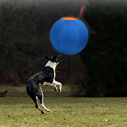 Durable Inflatable Dog Toy Ball - 45 cm Polyester Ball with Hand Pump in Blue and Orange 2