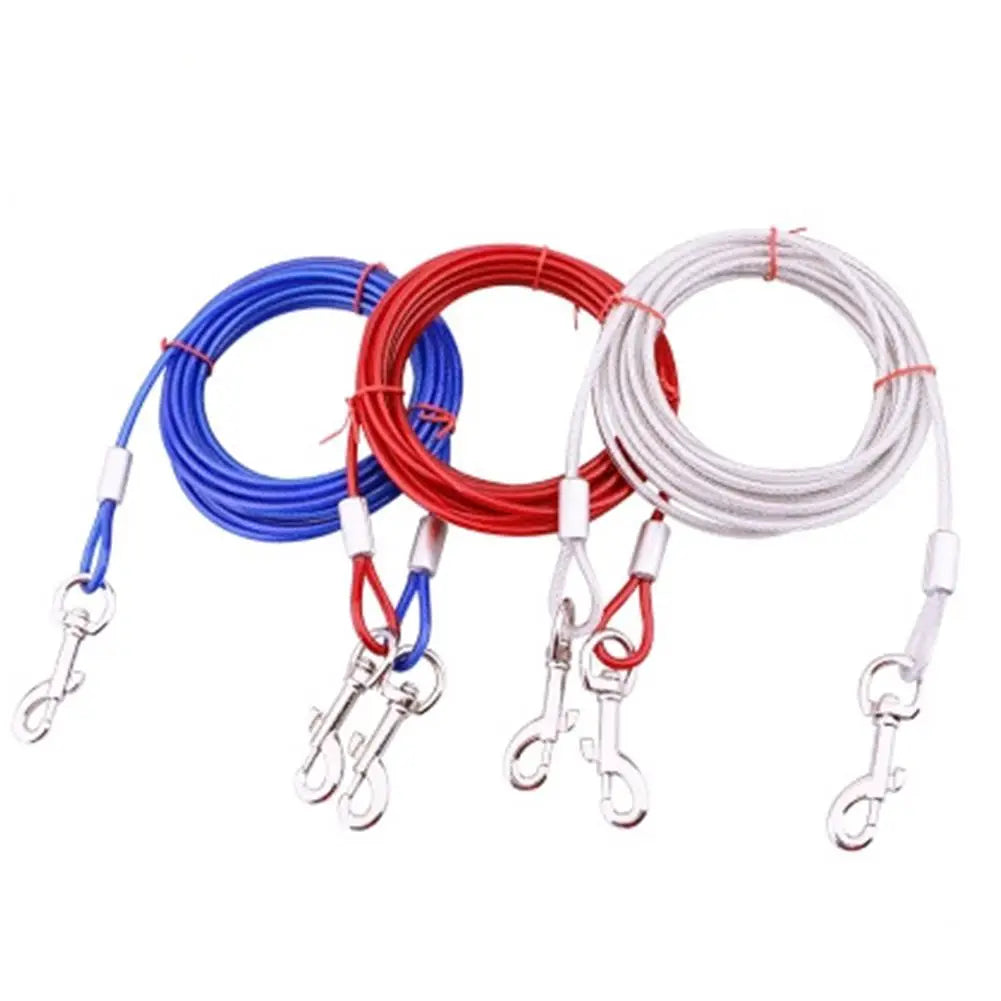 Durable Outdoor Dog Leash with PVC Coating – Galvanized Steel Cord in 3m, 5m, 10m Lengths, Weatherproof, Blue, White, Red 4