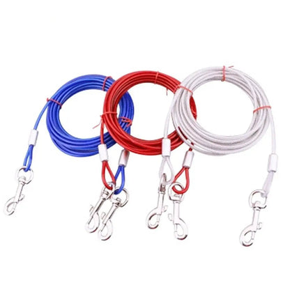 Durable Outdoor Dog Leash with PVC Coating – Galvanized Steel Cord in 3m, 5m, 10m Lengths, Weatherproof, Blue, White, Red 4