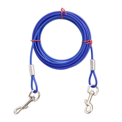 Durable Outdoor Dog Leash with PVC Coating – Galvanized Steel Cord in 3m, 5m, 10m Lengths, Weatherproof, Blue, White, Red 5