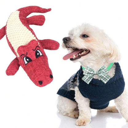 Durable Plush Crocodile Dog Toy with Squeaker – Interactive Chew Toy for All Dog Sizes in Green 5