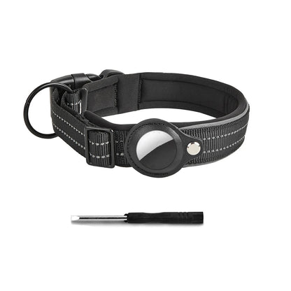 Durable Reflective Dog Collar with Airtag Holder – Heavy Duty Nylon for Safety and Comfort 0