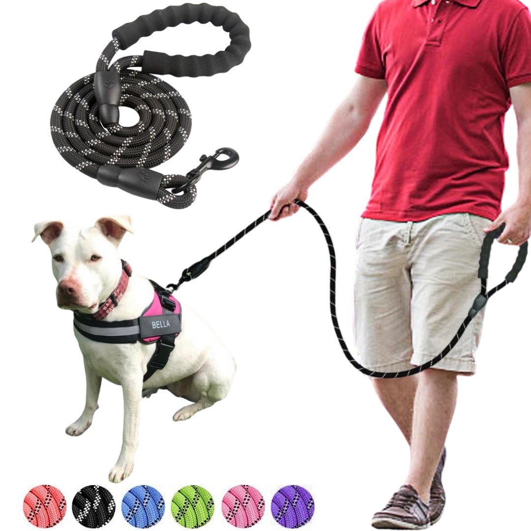Durable Reflective Dog Leash, 5ft Heavy-Duty Chew-Proof Rope with Padded Handle for Comfort and Safety 4