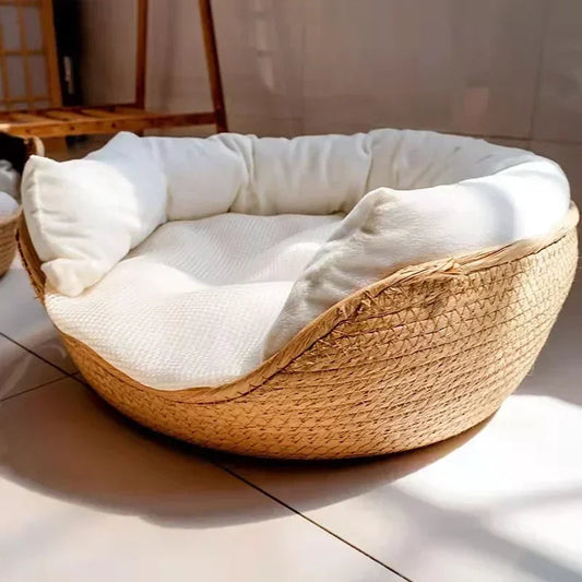 Eco-Friendly Handwoven Cat Bed Sofa – Stylish 100% Cotton Design for Small to Medium Cats 0