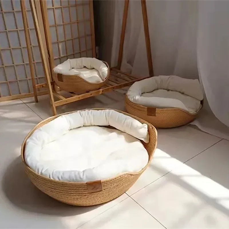 Eco-Friendly Handwoven Cat Bed Sofa – Stylish 100% Cotton Design for Small to Medium Cats 4