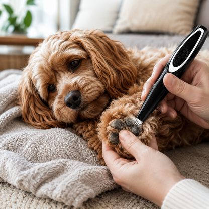 Electric dog grooming clippers featuring a quiet operation and durable design, ideal for easy home grooming of pets. 1