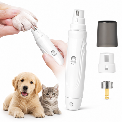 Electric Dog Nail Grinder featuring two-speed control, designed for ergonomic handling and quiet operation, ensuring smooth and stress-free nail trimming for pets. 0