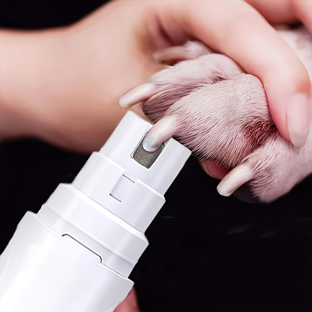 Electric Dog Nail Grinder featuring two-speed control, designed for ergonomic handling and quiet operation, ensuring smooth and stress-free nail trimming for pets. 4