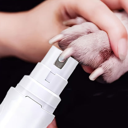 Electric Dog Nail Grinder featuring two-speed control, designed for ergonomic handling and quiet operation, ensuring smooth and stress-free nail trimming for pets. 4
