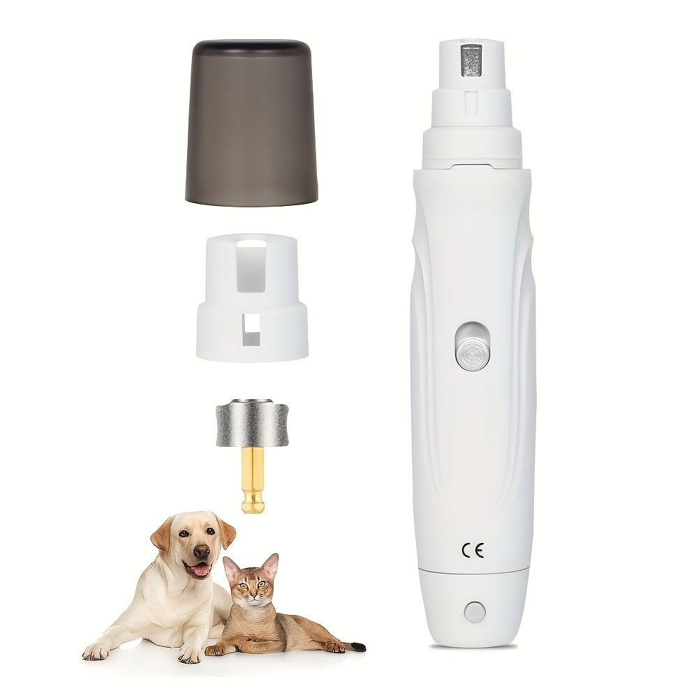 Electric Dog Nail Grinder featuring two-speed control, designed for ergonomic handling and quiet operation, ensuring smooth and stress-free nail trimming for pets. 5