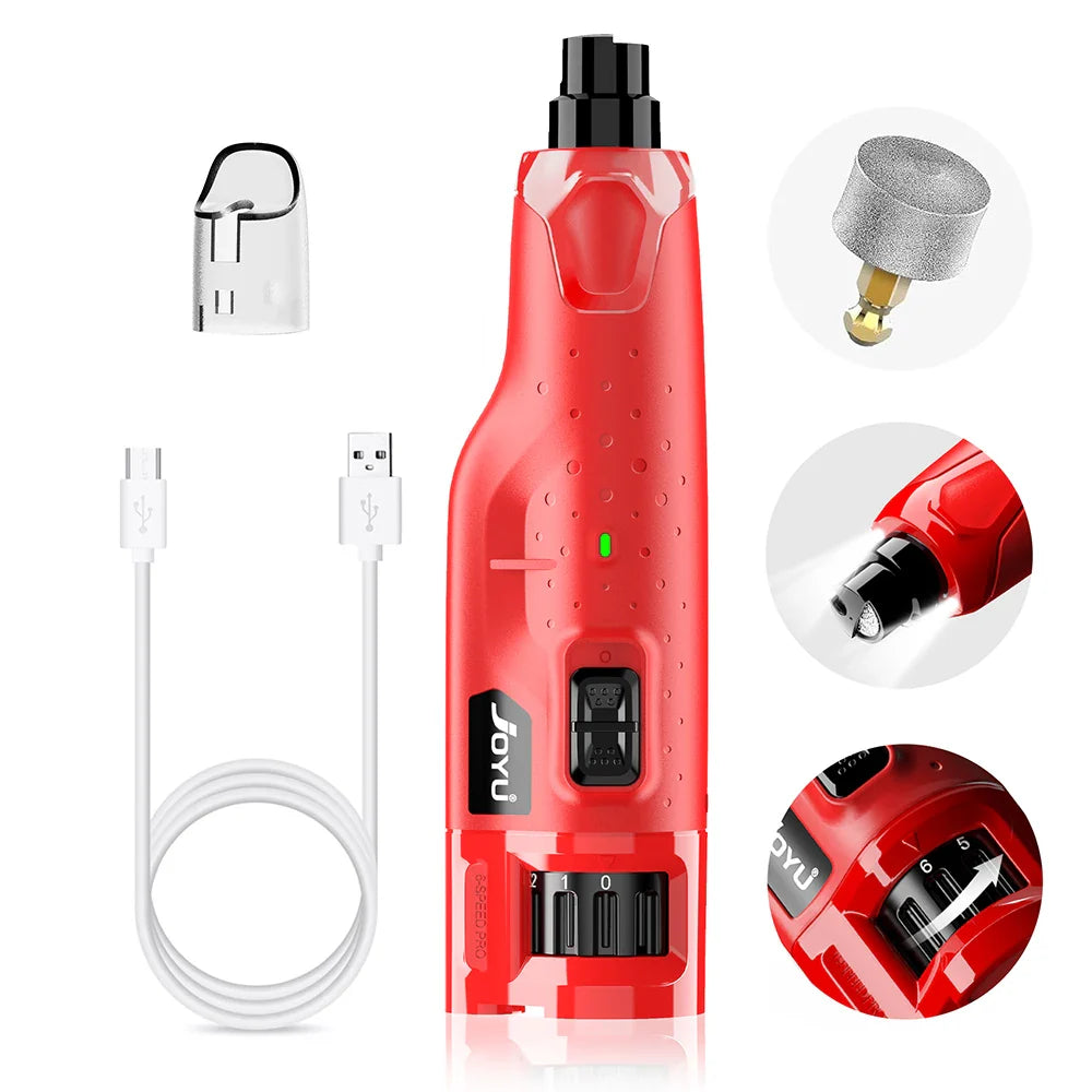Electric Nail File for Dogs with 6 Adjustable Speeds and LED Lights – Quiet and Rechargeable 1