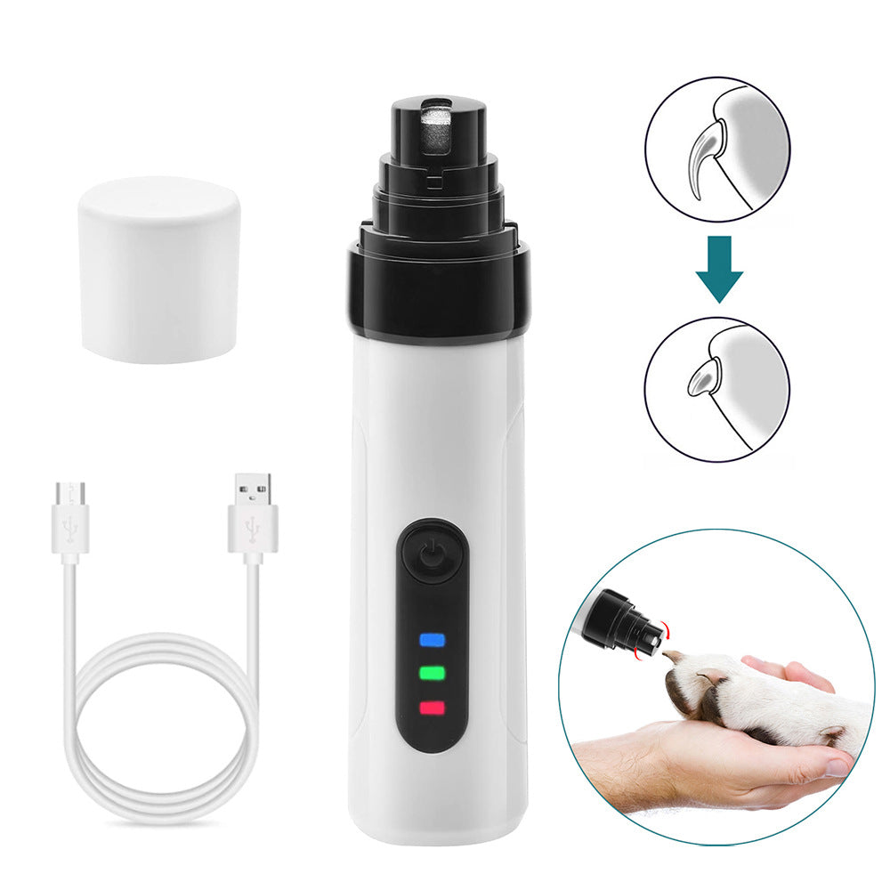 Electric Pet Nail Trimmer - Low Noise Rechargeable Nail Grinder for Dogs and Cats with 3 Size Ports 0