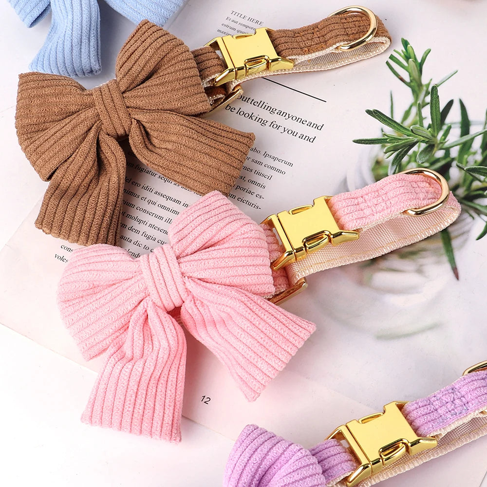 Elegant Bowtie Dog Collar and Leash Set for Small to Medium Dogs 2