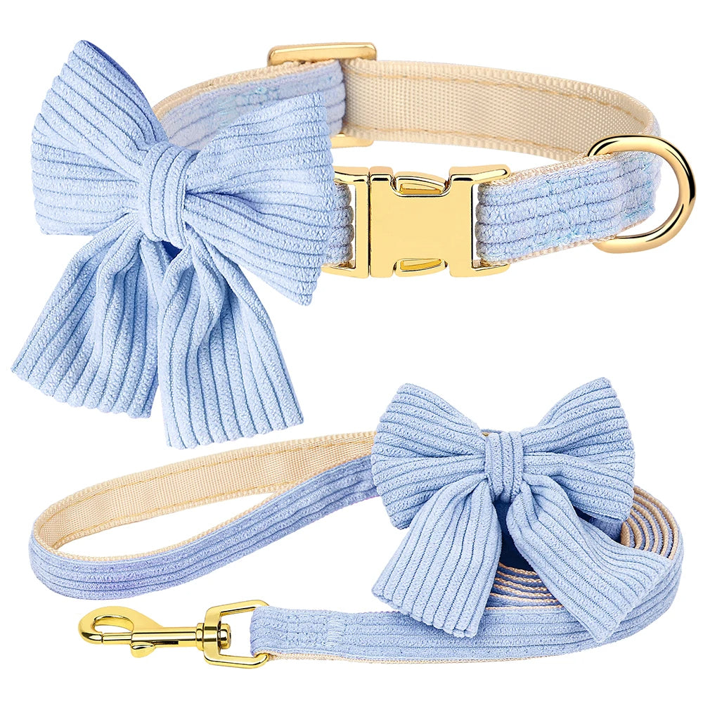 Elegant Bowtie Dog Collar and Leash Set for Small to Medium Dogs 6