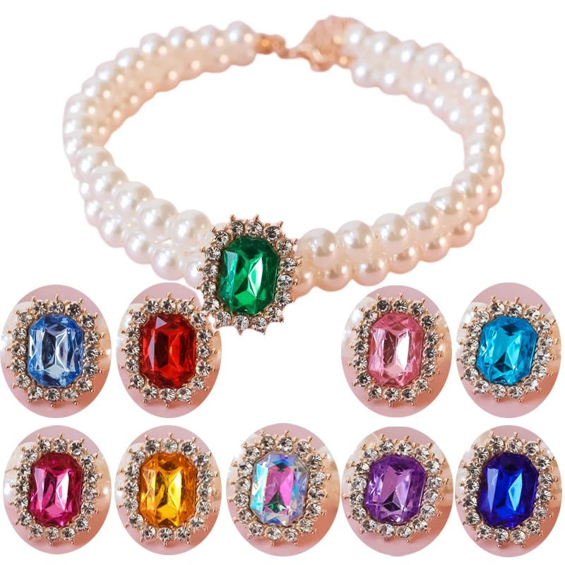 Elegant Pearl Necklace with Crystal Accents – Adjustable Collar Necklace XS to L for Any Occasion 1