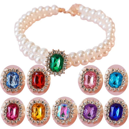 Elegant Pearl Necklace with Crystal Accents – Adjustable Collar Necklace XS to L for Any Occasion 1