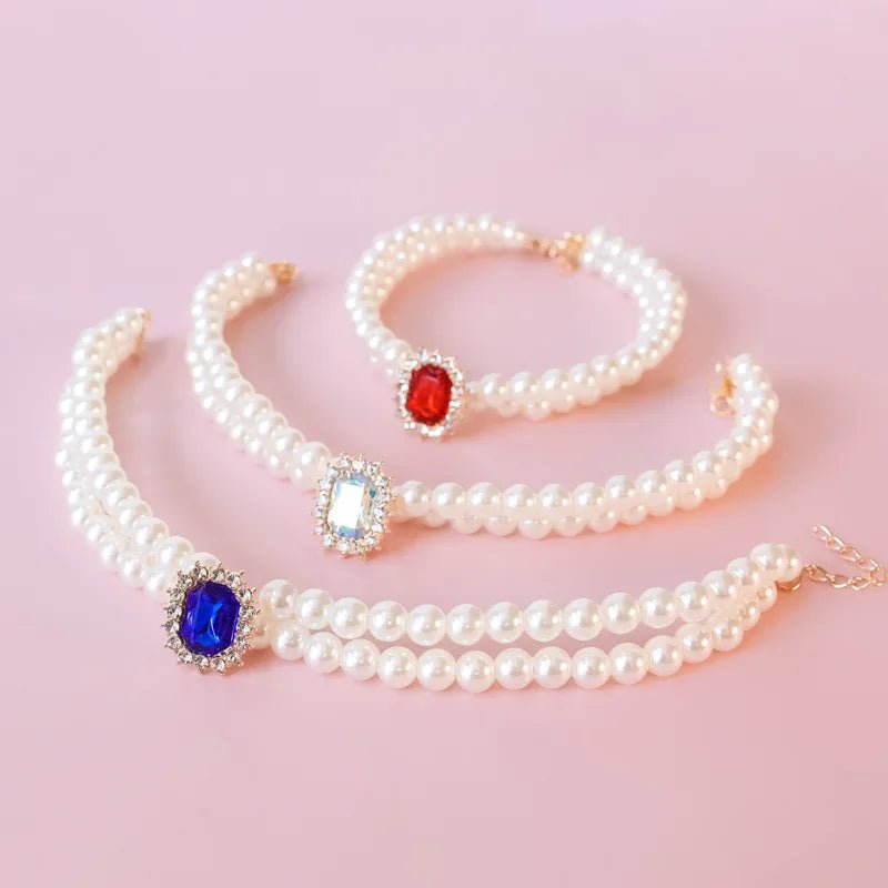 Elegant Pearl Necklace with Crystal Accents – Adjustable Collar Necklace XS to L for Any Occasion 5